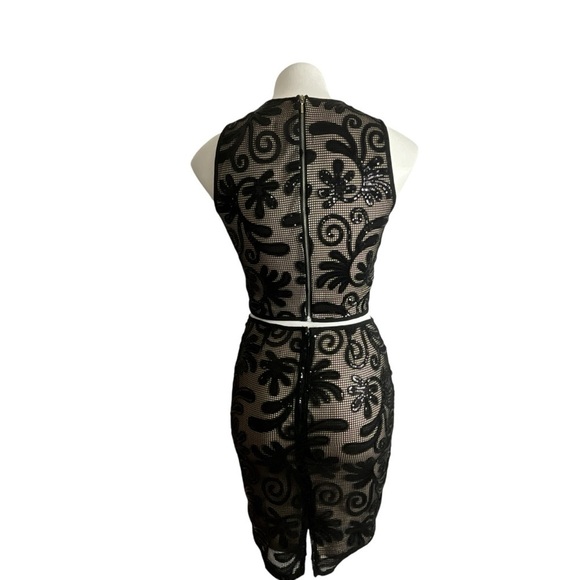 Sienna Sky Elegant Two Piece Black Floral Scroll Sequin Skirt Set - Picture 7 of 12